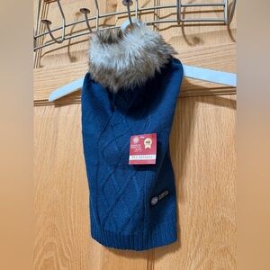 American Kennel Club Blue Fur-trimmed Pet Sweater - size L